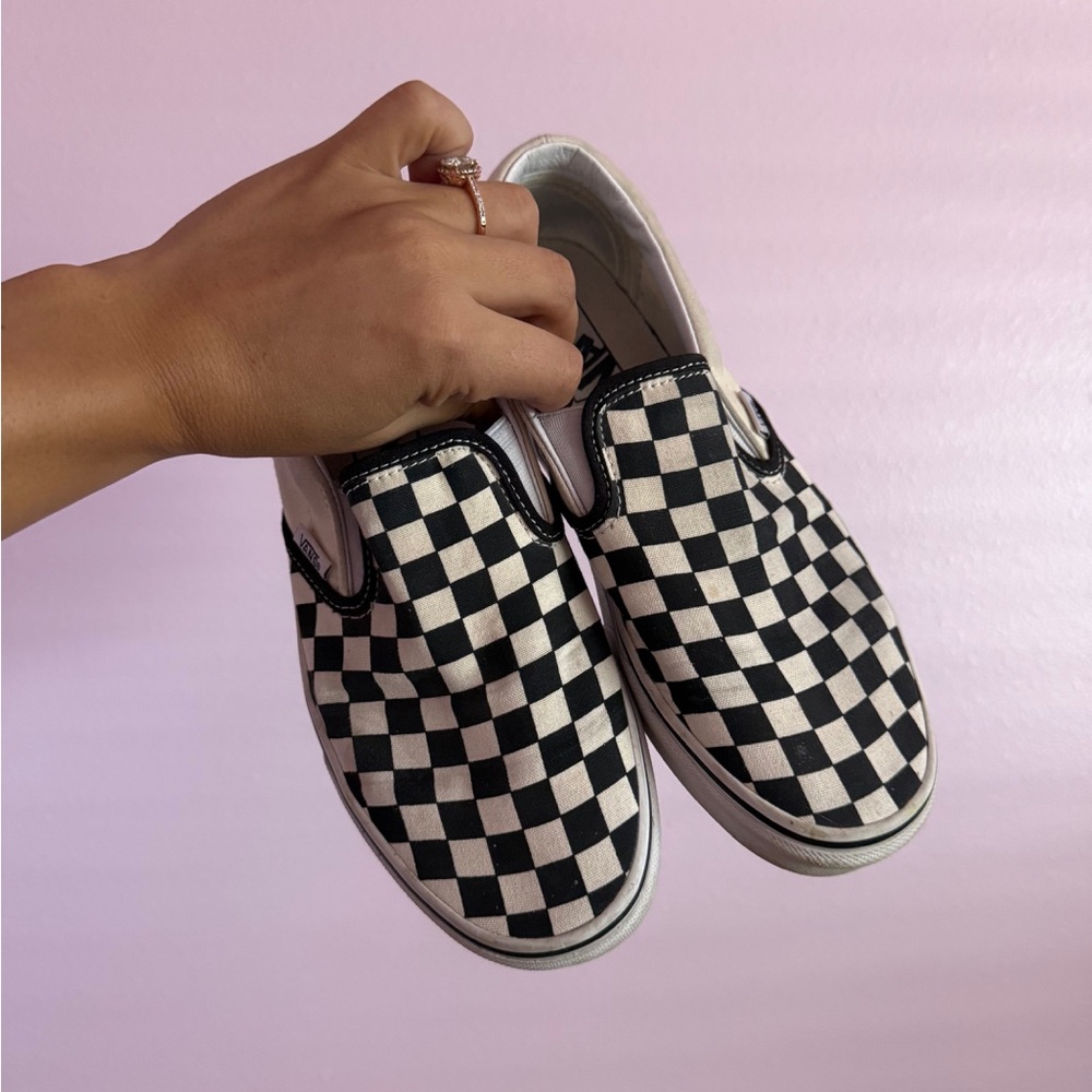 Vans Black and White Checkered Sneakers US WOMEN 8.5